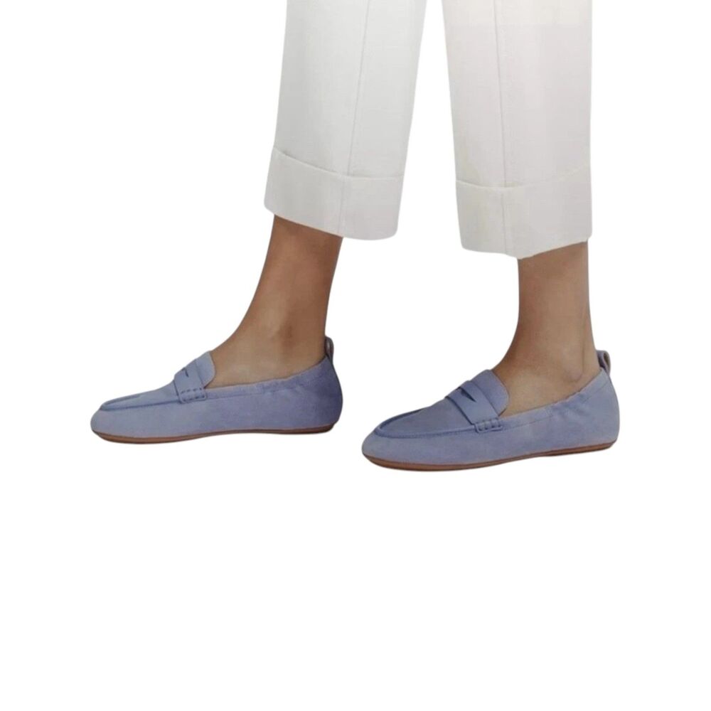 FitFlop Allegro Lavender Purple Suede Penny Loafers Size 6.5 Comfort Shoes NWOB